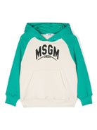 FELPA CON CAPPUCCIO CREMA E VERDE MSGM - Angel Luxury