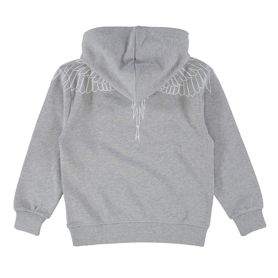 FELPA CON CAPPUCCIO GRIGIA CON LOGO BIANCO MARCELO BURLON - Angel Luxury