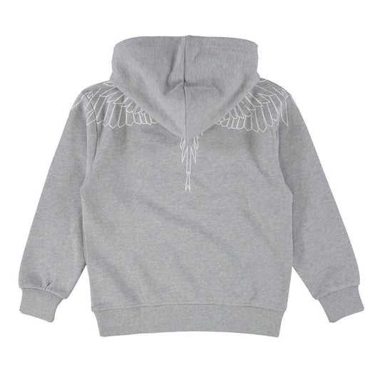 FELPA CON CAPPUCCIO GRIGIA CON LOGO BIANCO MARCELO BURLON - Angel Luxury