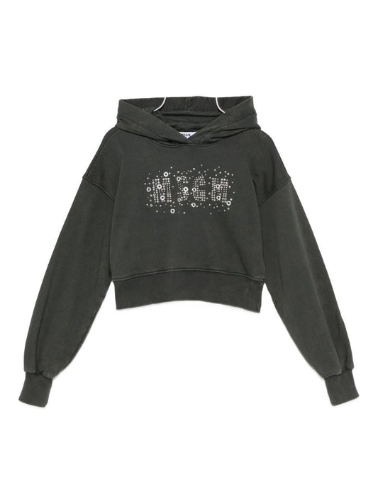 FELPA CON CAPPUCCIO GRIOGIO CON LOGO MSGM - Angel Luxury