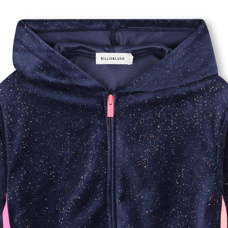 FELPA CON CAPPUCCIO IN VELLUTO BLU GLIETTERATA BILLIEBLUSH - Angel Luxury