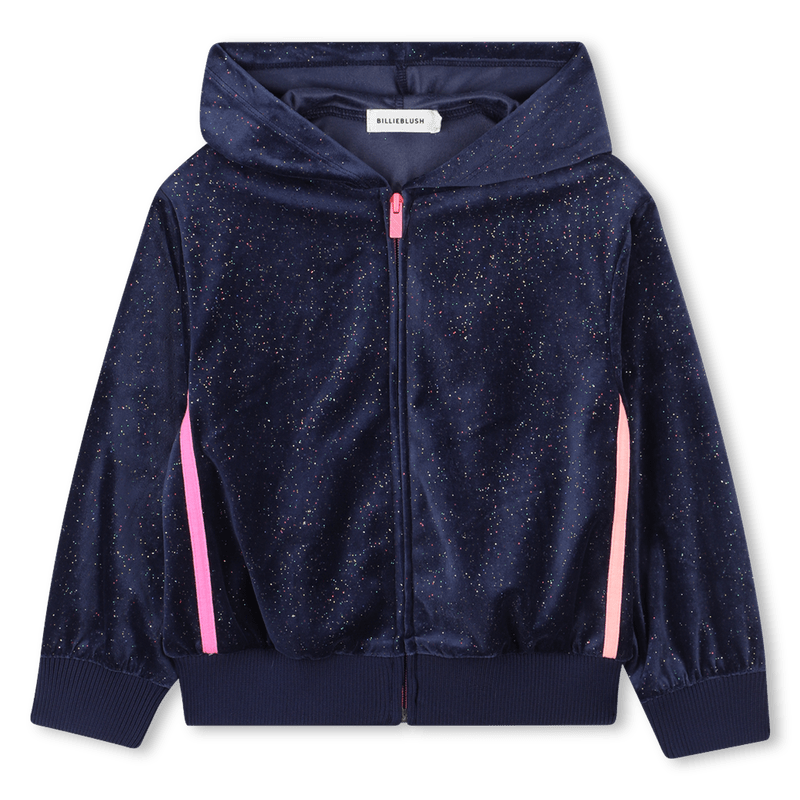 FELPA CON CAPPUCCIO IN VELLUTO BLU GLIETTERATA BILLIEBLUSH - Angel Luxury