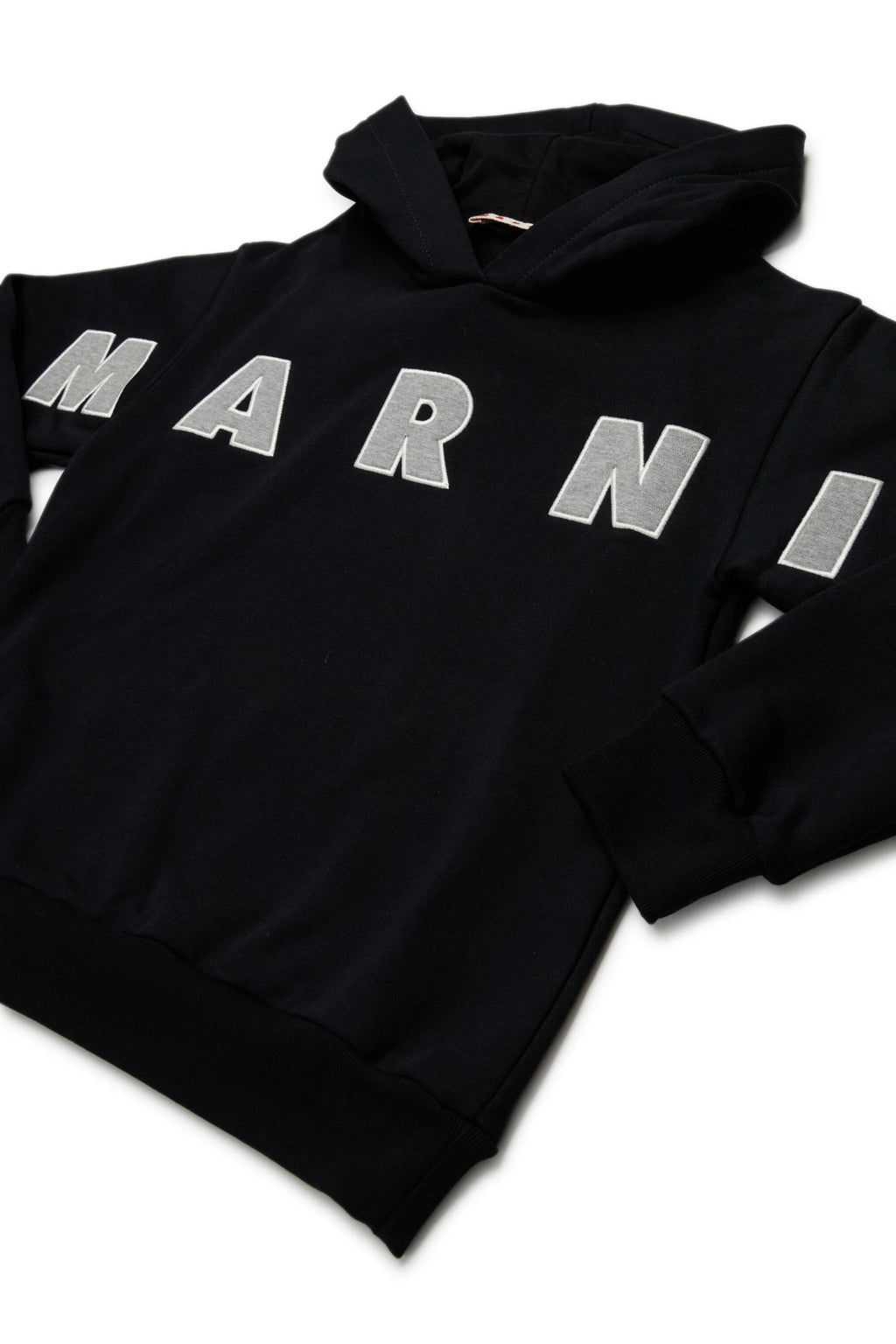 FELPA CON CAPPUCCIO NERA CON LOGO GRIGIO MARNI - Angel Luxury