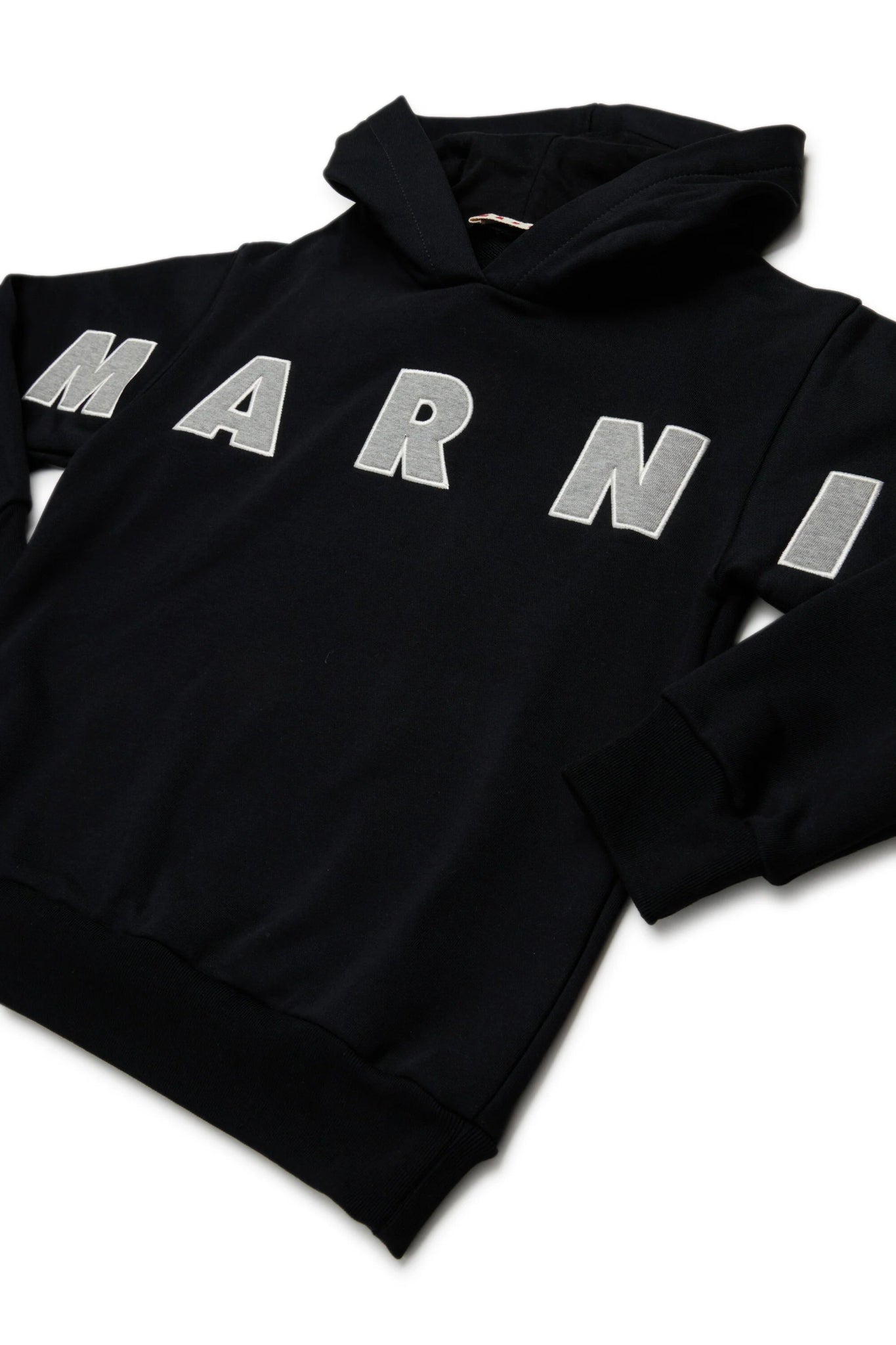 FELPA CON CAPPUCCIO NERA CON LOGO GRIGIO MARNI - Angel Luxury
