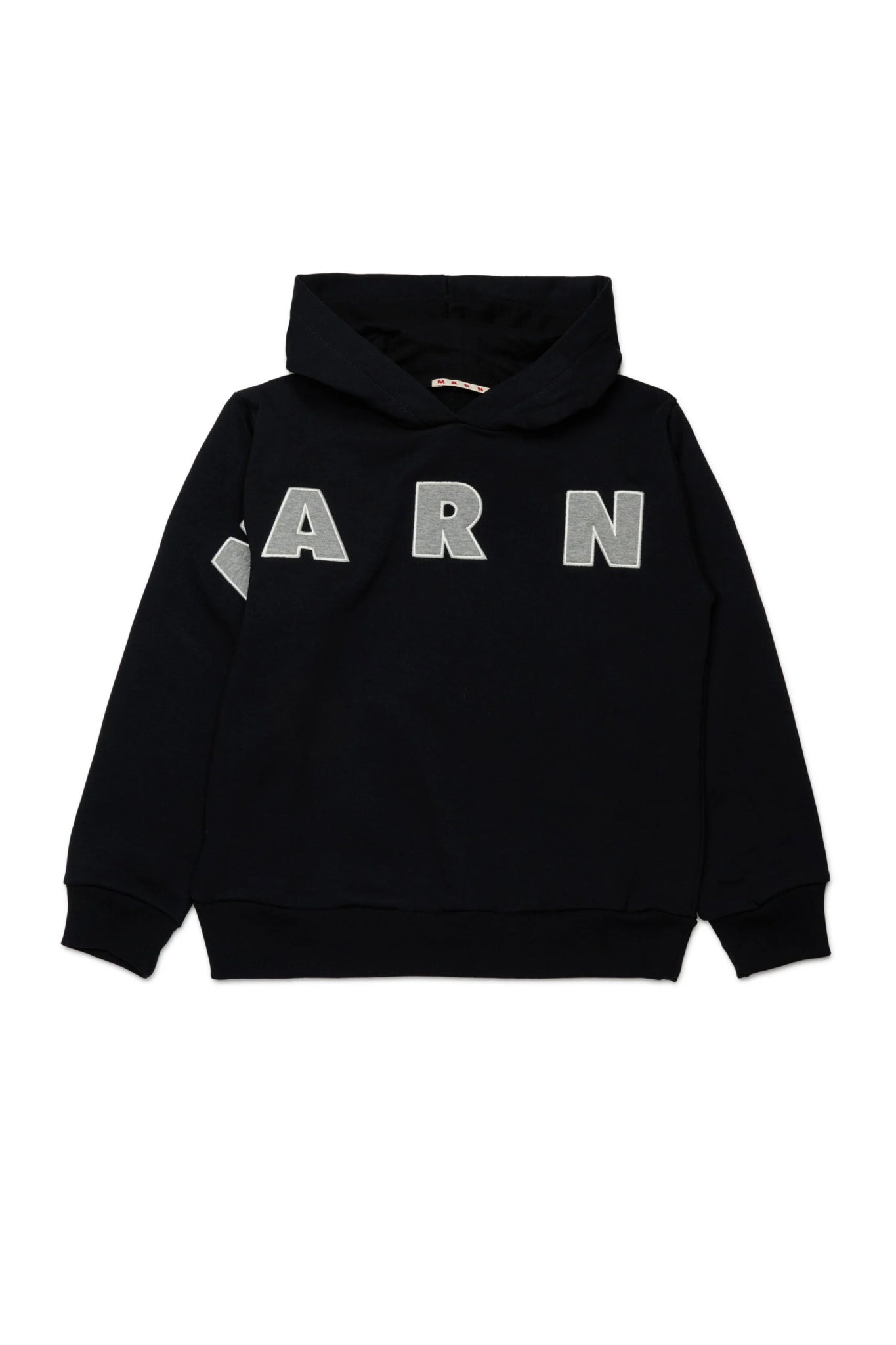 FELPA CON CAPPUCCIO NERA CON LOGO GRIGIO MARNI - Angel Luxury