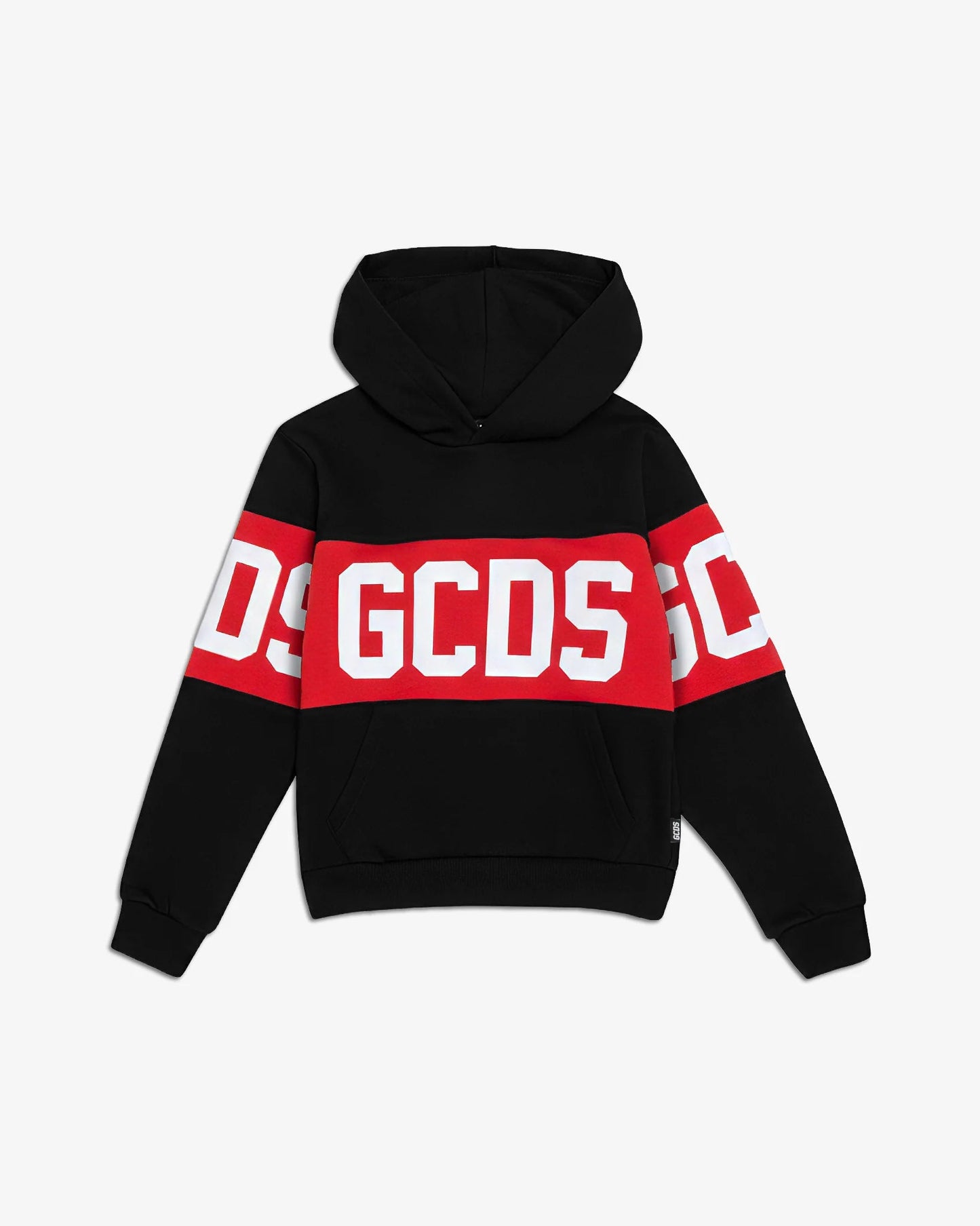 FELPA CON CAPPUCCIO NERA CON LOGO ROSSO - BIANCO GCDS - Angel Luxury