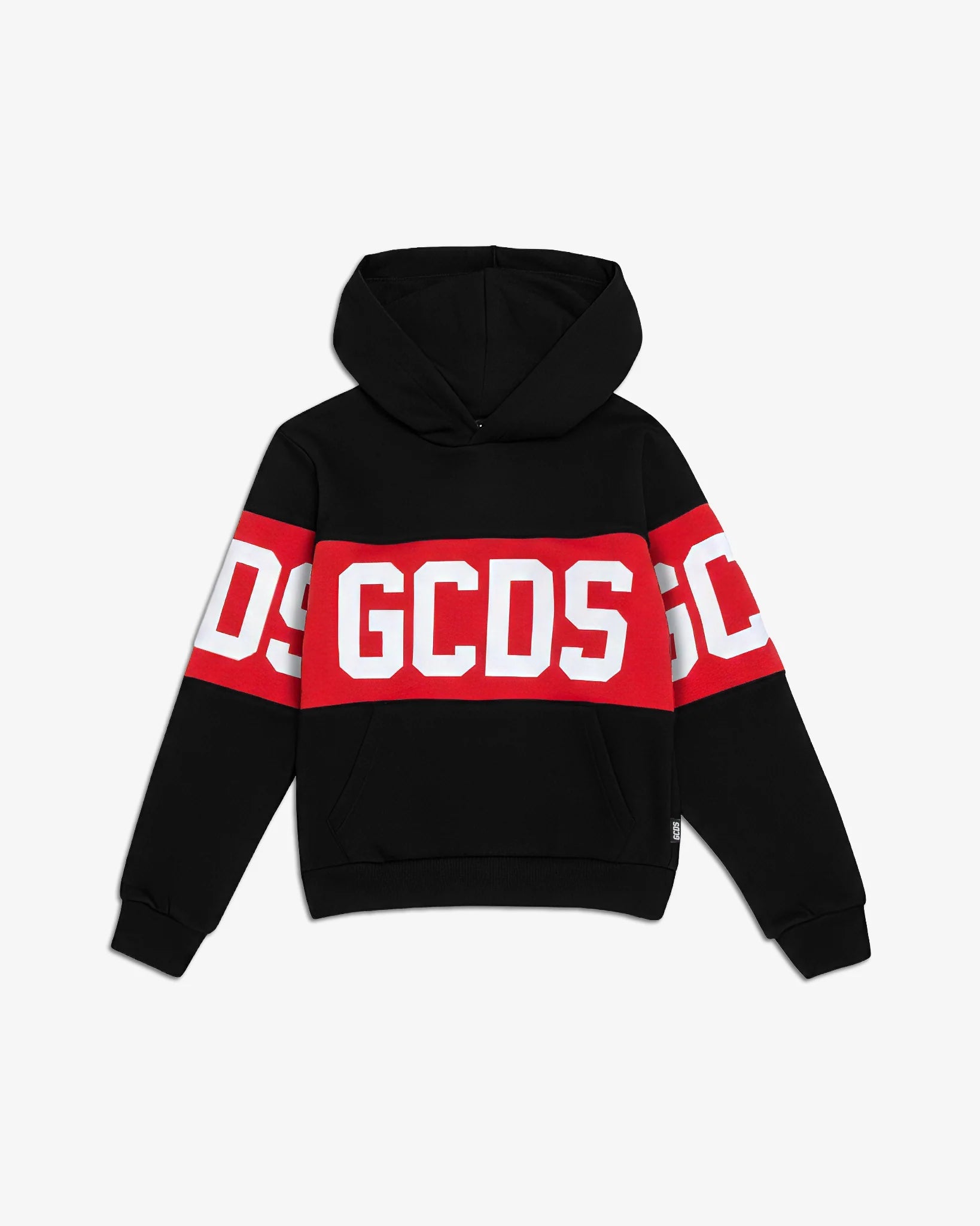FELPA CON CAPPUCCIO NERA CON LOGO ROSSO - BIANCO GCDS - Angel Luxury