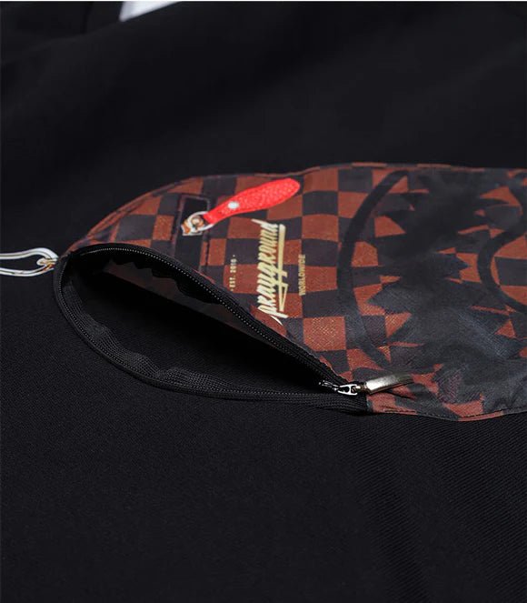 FELPA CON CAPPUCCIO NERA EFFETTO MARSUPIO SPRAYGROUND - Angel Luxury