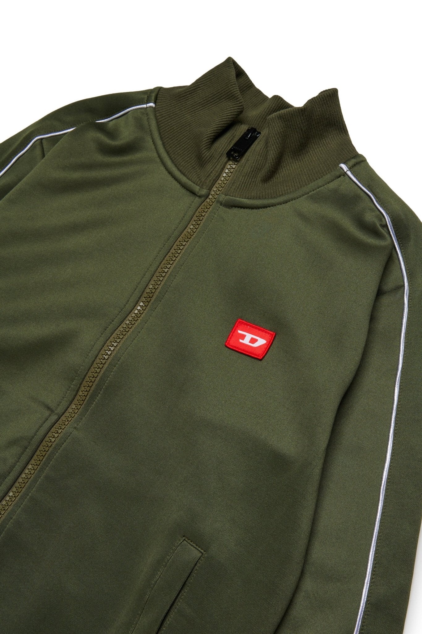 FELPA CON ZIP ACETATO VERDE CON LOGO ROSSO DIESEL - Angel Luxury