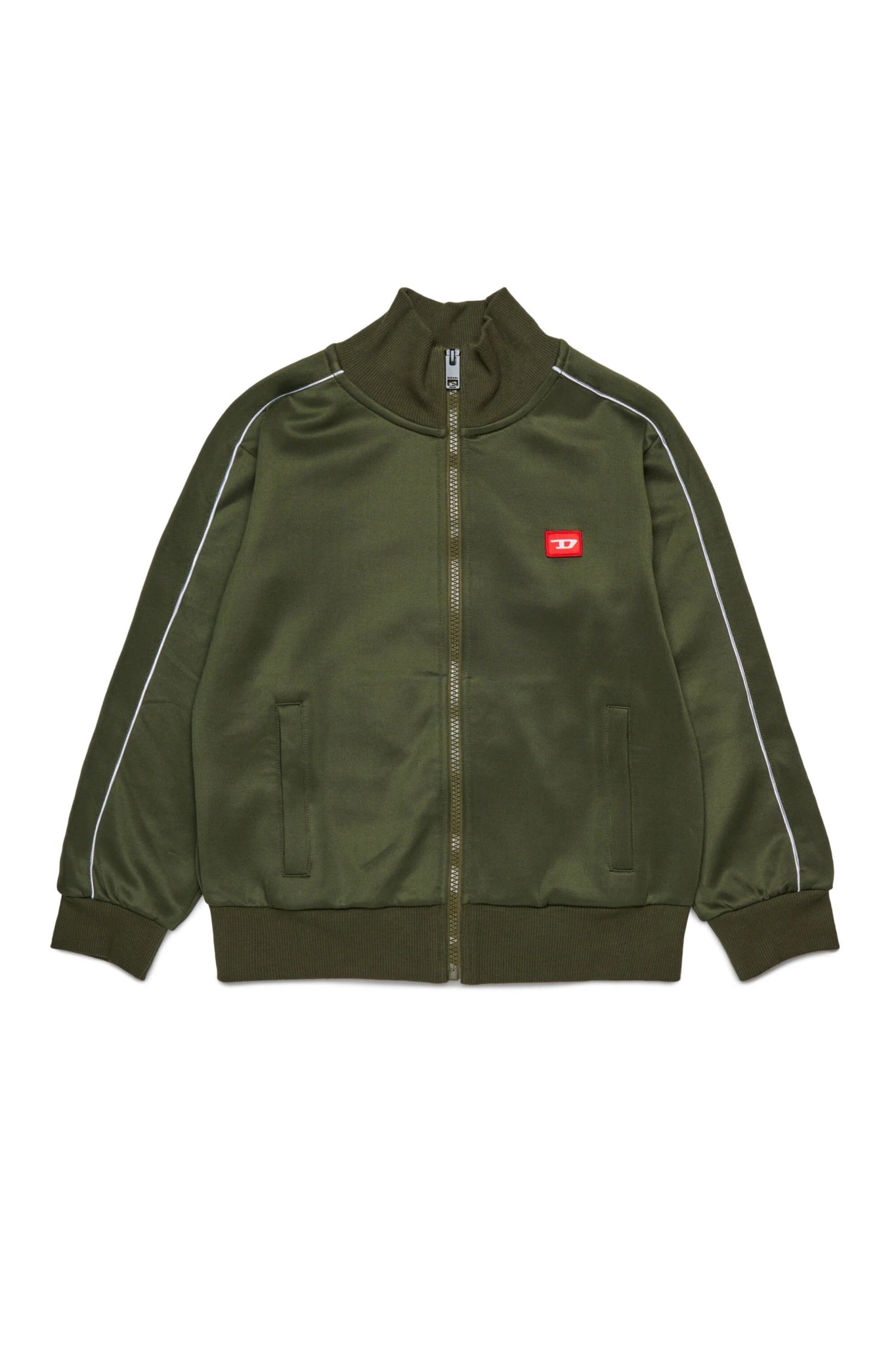 FELPA CON ZIP ACETATO VERDE CON LOGO ROSSO DIESEL - Angel Luxury