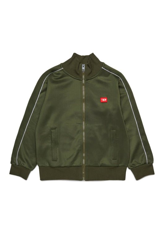 FELPA CON ZIP ACETATO VERDE CON LOGO ROSSO DIESEL - Angel Luxury