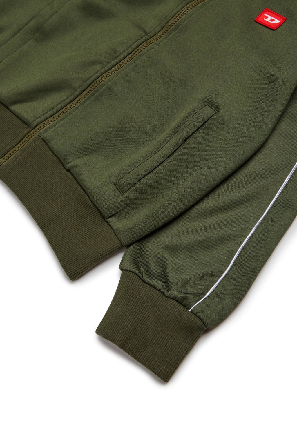 FELPA CON ZIP ACETATO VERDE CON LOGO ROSSO DIESEL - Angel Luxury