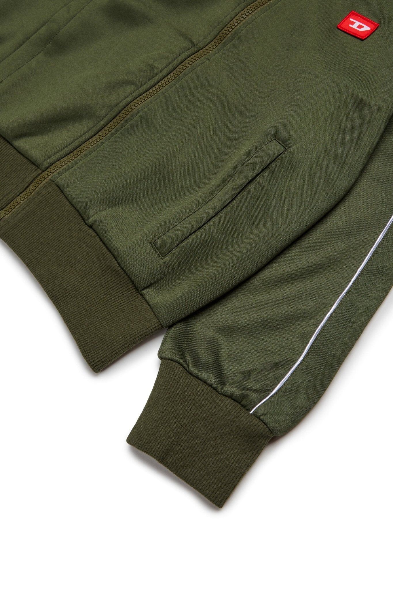 FELPA CON ZIP ACETATO VERDE CON LOGO ROSSO DIESEL - Angel Luxury
