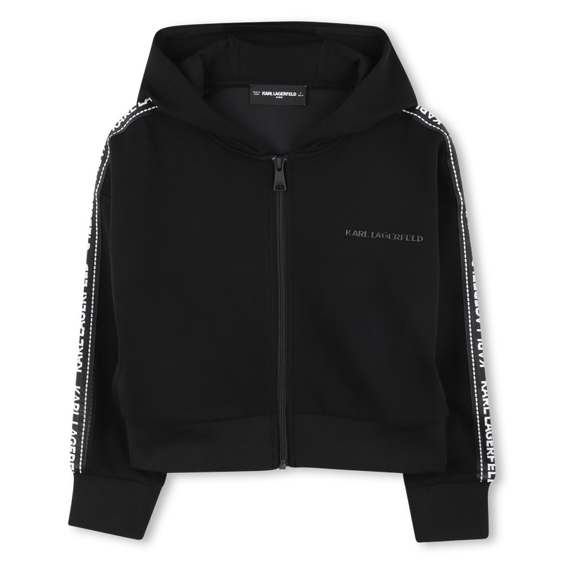 FELPA CON ZIP CON BANDE LATERALI CON LOGO BIANCO KARL LAGERFELD - Angel Luxury