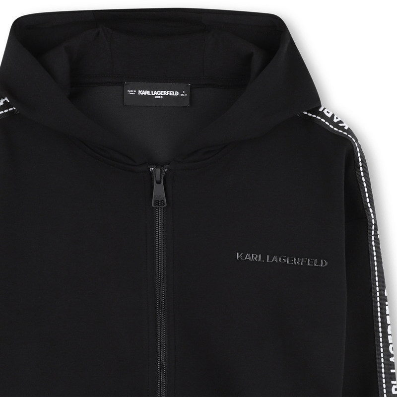 FELPA CON ZIP CON BANDE LATERALI CON LOGO BIANCO KARL LAGERFELD - Angel Luxury