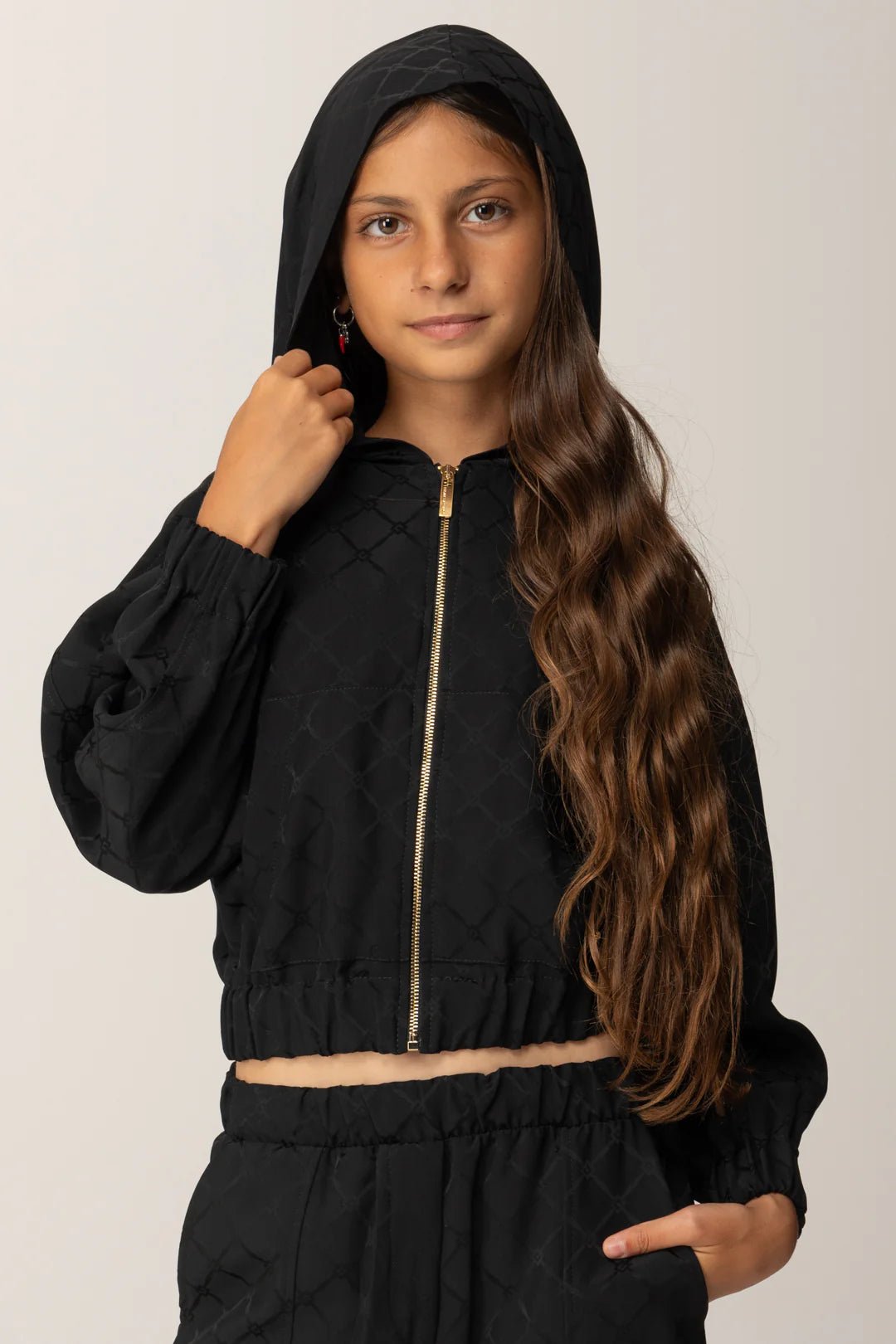 FELPA CON ZIP IN RASO NERA LOGATA ELISABETTA FRANCHI - Angel Luxury