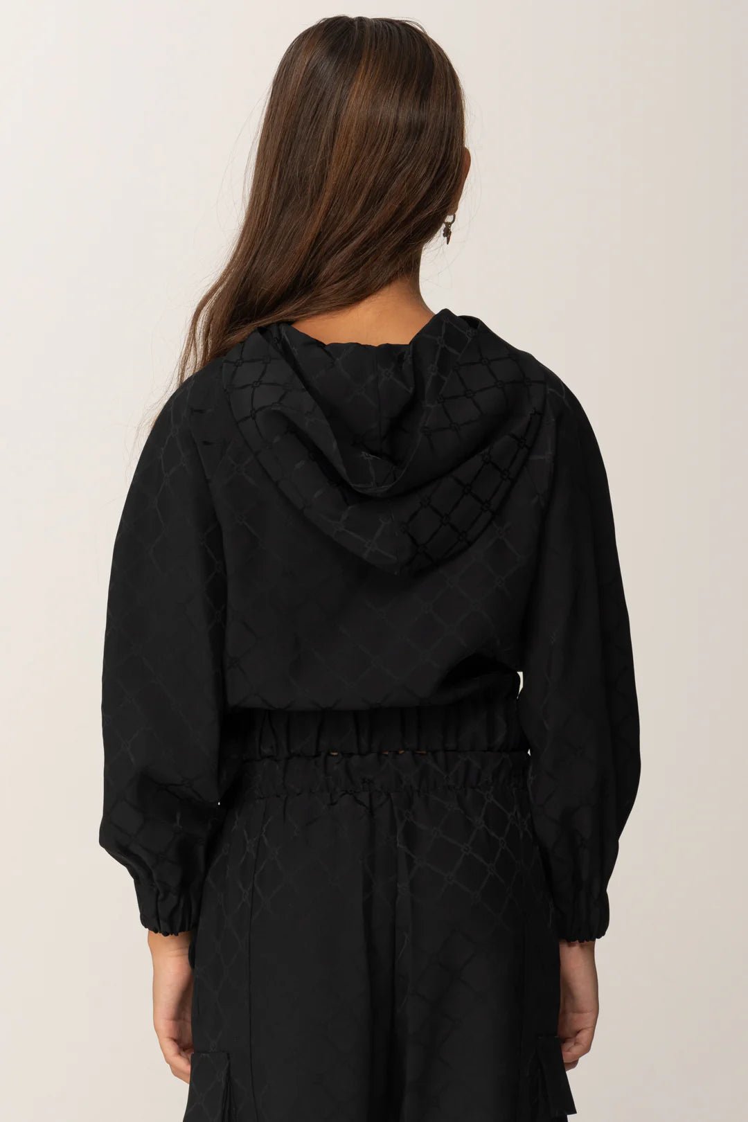 FELPA CON ZIP IN RASO NERA LOGATA ELISABETTA FRANCHI - Angel Luxury