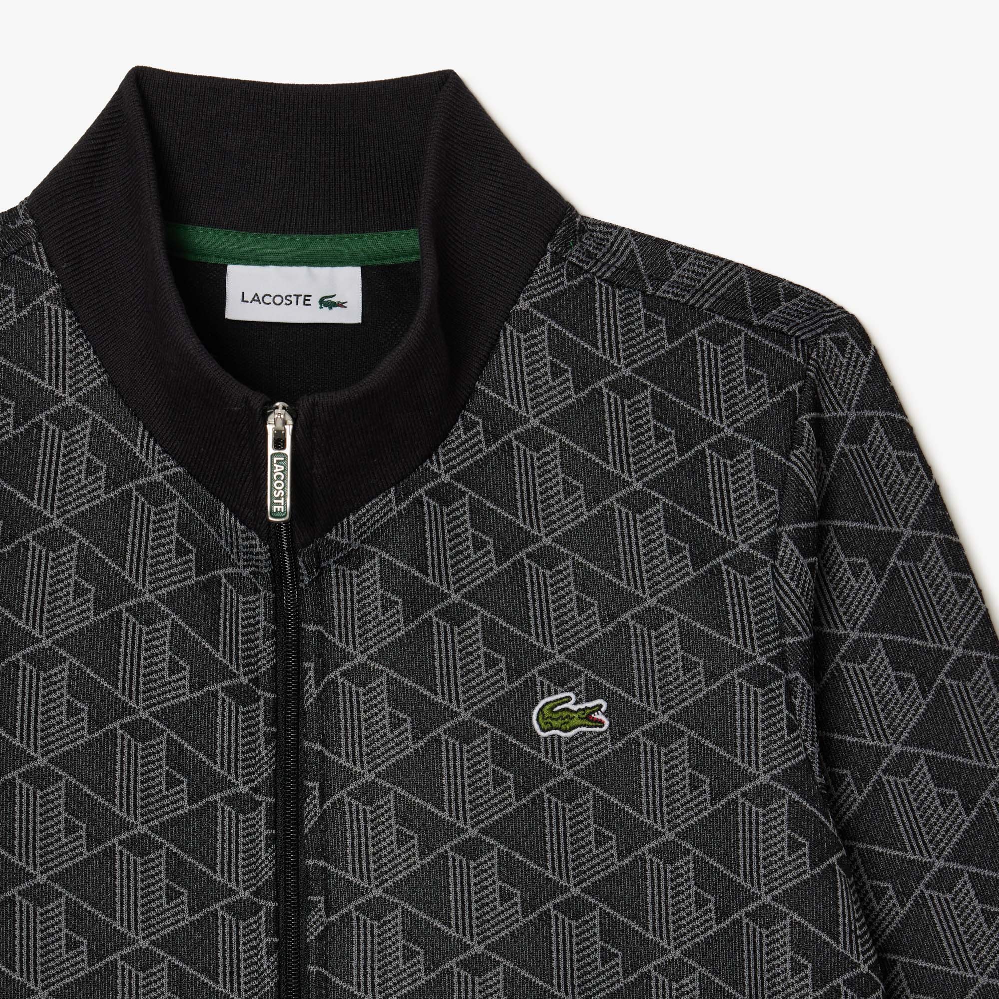 FELPA CON ZIP NERA LOGATA LACOSTE - Angel Luxury