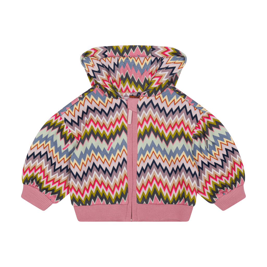 FELPA CON ZIP ZIG ZAG ROSA/MULTICOLORE MISSONI - Angel Luxury