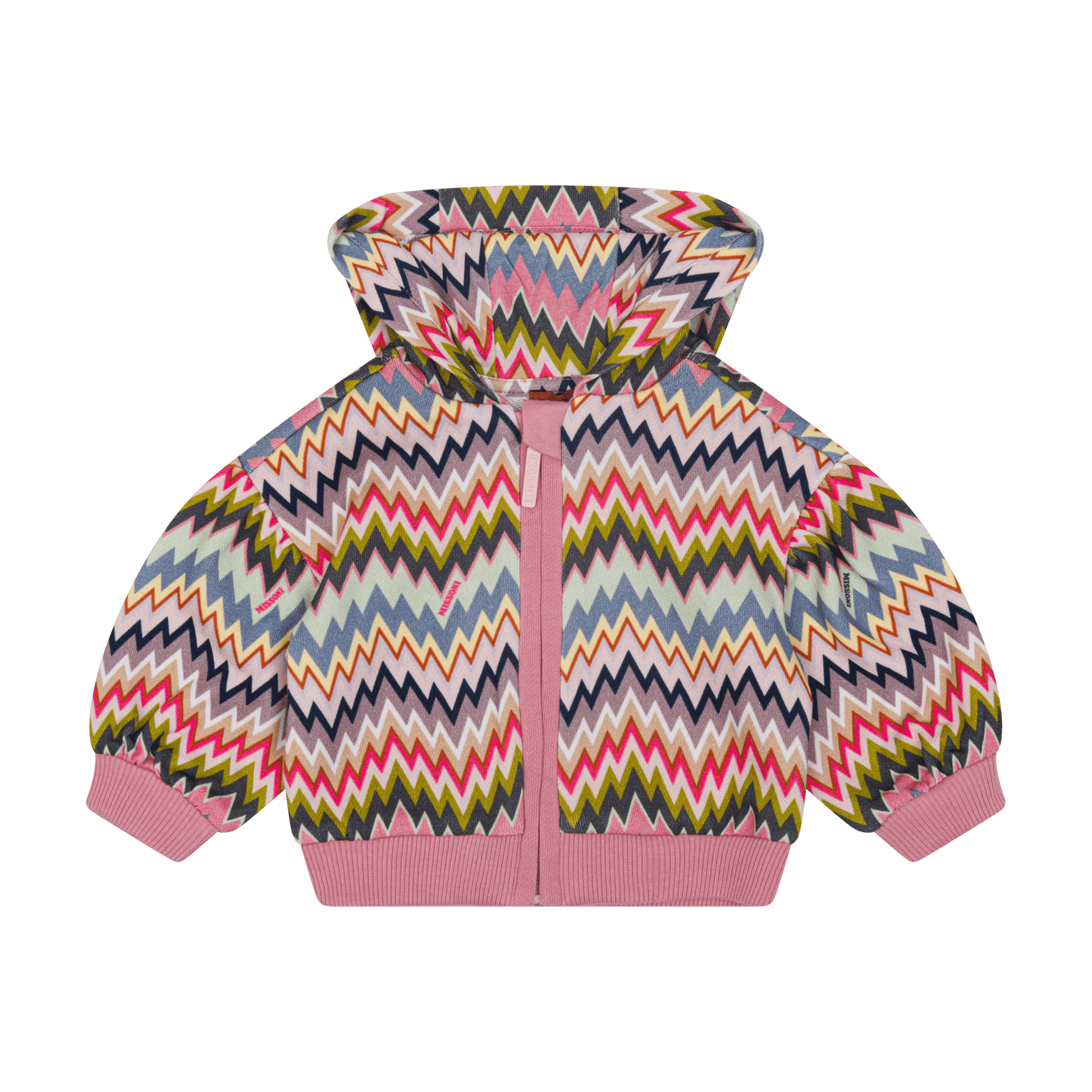 FELPA CON ZIP ZIG ZAG ROSA/MULTICOLORE MISSONI - Angel Luxury