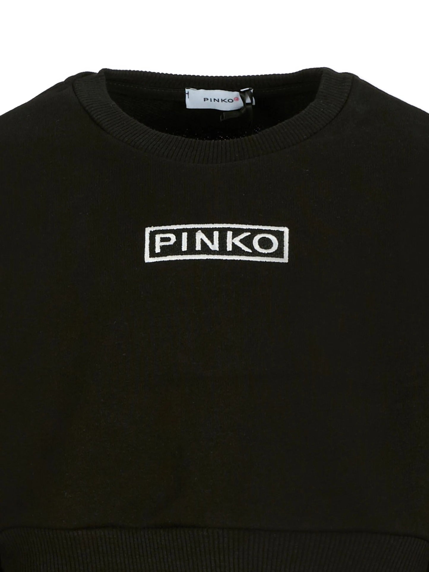 FELPA CROPPED NERA CON LOGO BIANCO PINKO - Angel Luxury