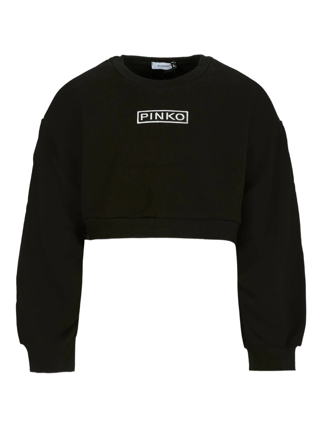 FELPA CROPPED NERA CON LOGO BIANCO PINKO - Angel Luxury