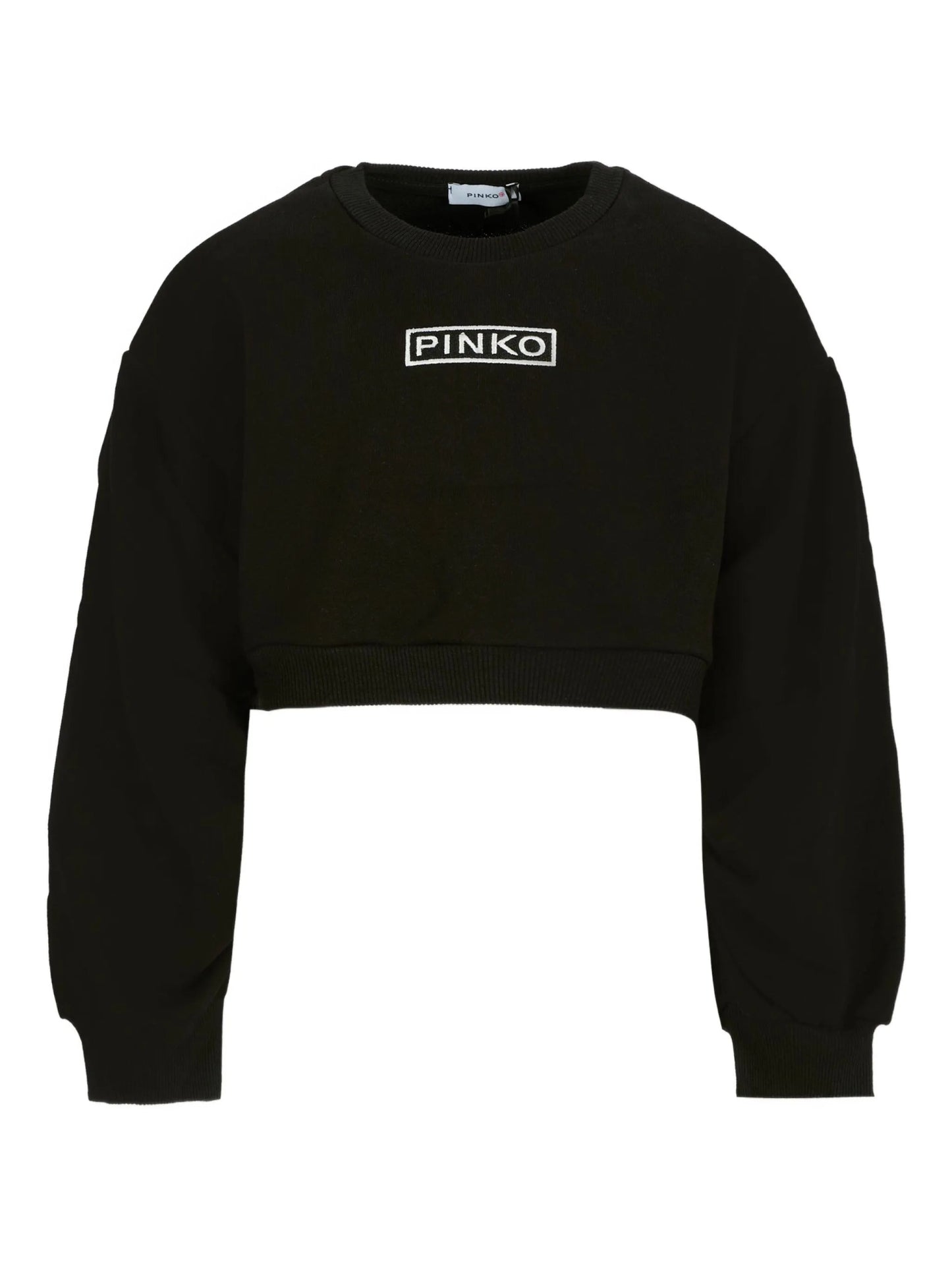 FELPA CROPPED NERA CON LOGO BIANCO PINKO - Angel Luxury
