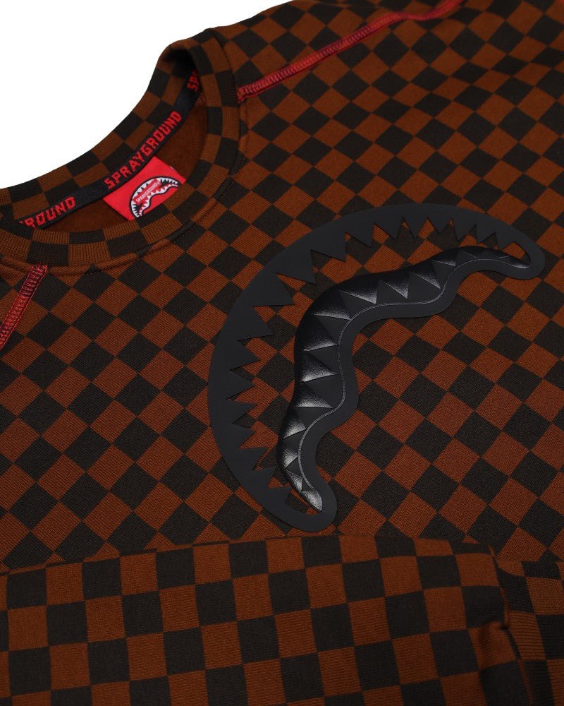 FELPA GIROCOLLO A QUADRI MARRONE SPRAYGROUND - Angel Luxury