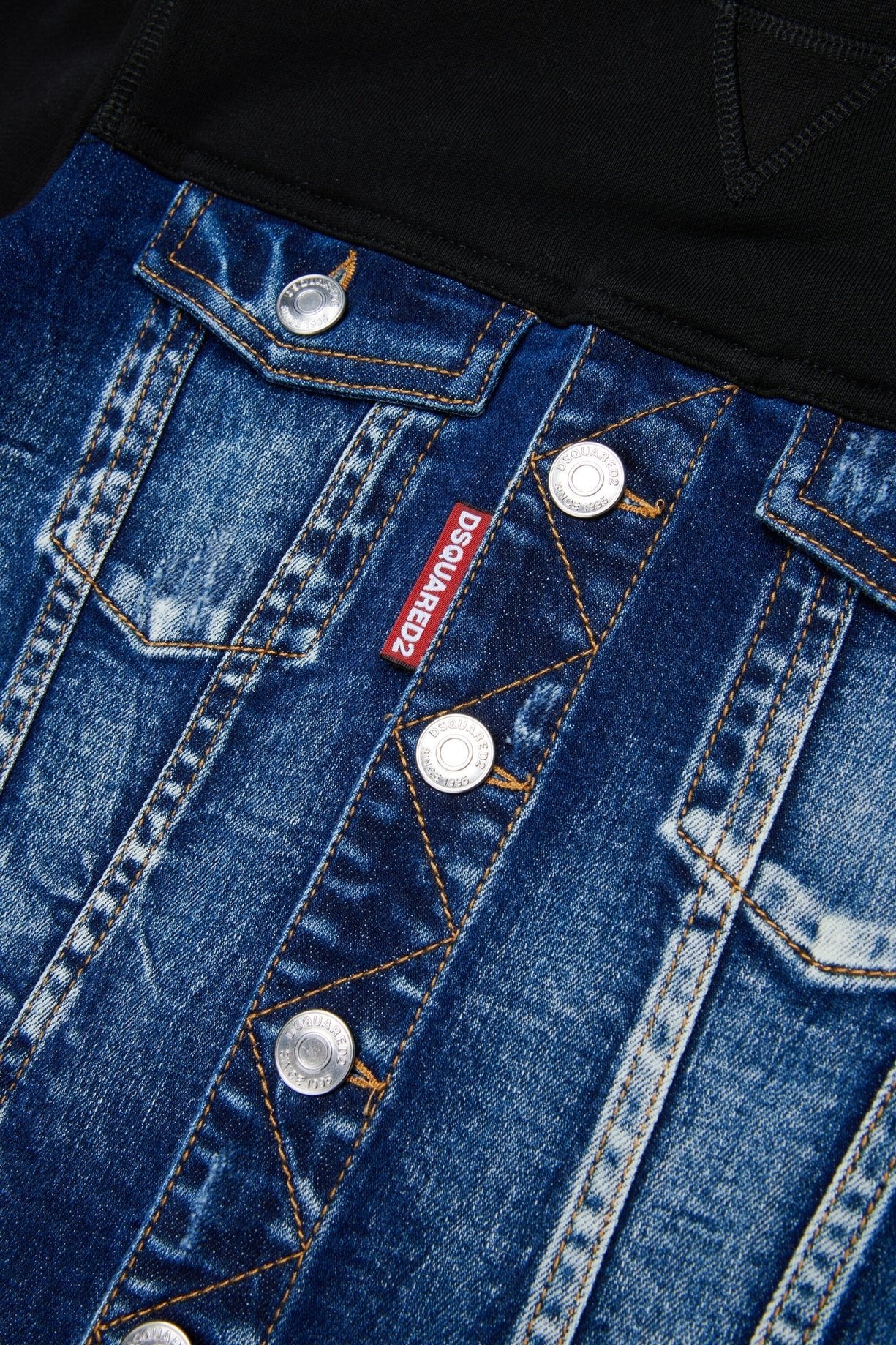 FELPA GIROCOLLO CON BUSTO IN DENIM - Angel Luxury