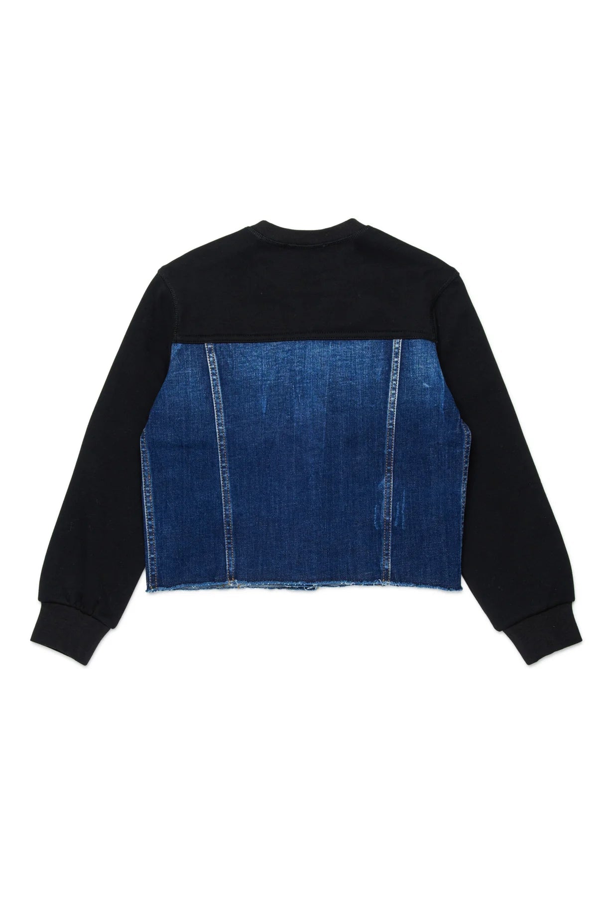 FELPA GIROCOLLO CON BUSTO IN DENIM - Angel Luxury