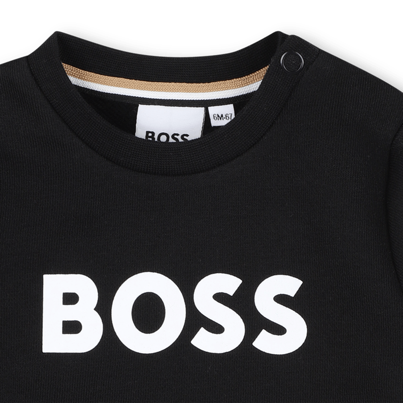 FELPA GIROCOLLO NERA CON LOGO BIANCO HUGO BOSS - Angel Luxury
