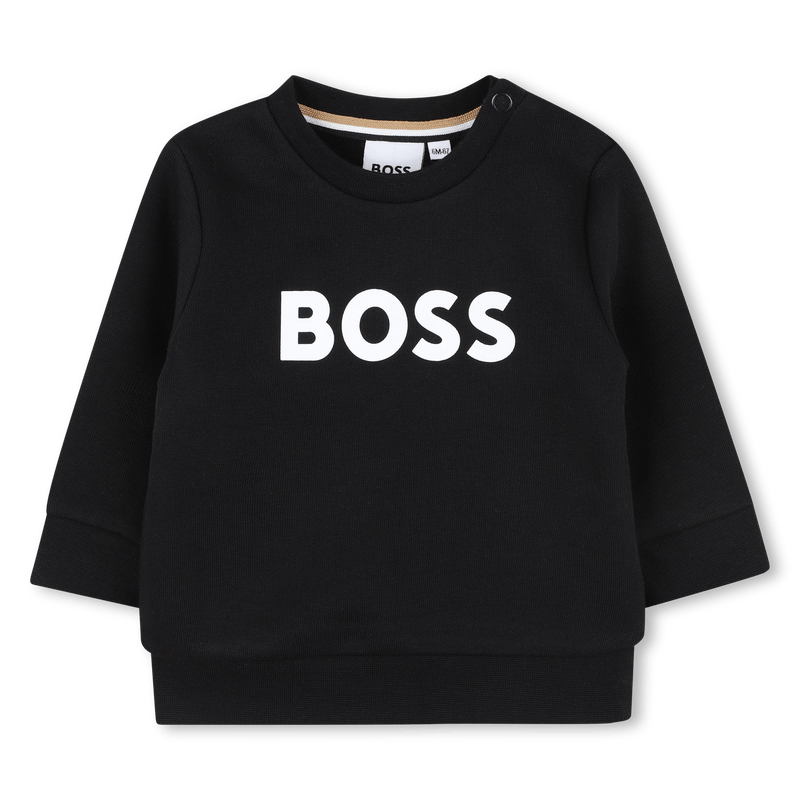 FELPA GIROCOLLO NERA CON LOGO BIANCO HUGO BOSS - Angel Luxury