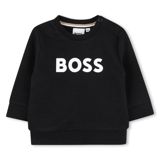 FELPA GIROCOLLO NERA CON LOGO BIANCO HUGO BOSS - Angel Luxury