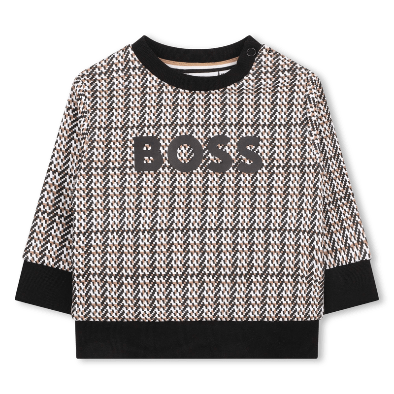 FELPA GIROCOLLO TRICOLORE CON LOGO NERO HUGO BOSS - Angel Luxury