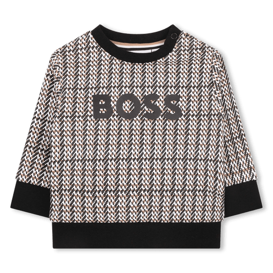 FELPA GIROCOLLO TRICOLORE CON LOGO NERO HUGO BOSS - Angel Luxury