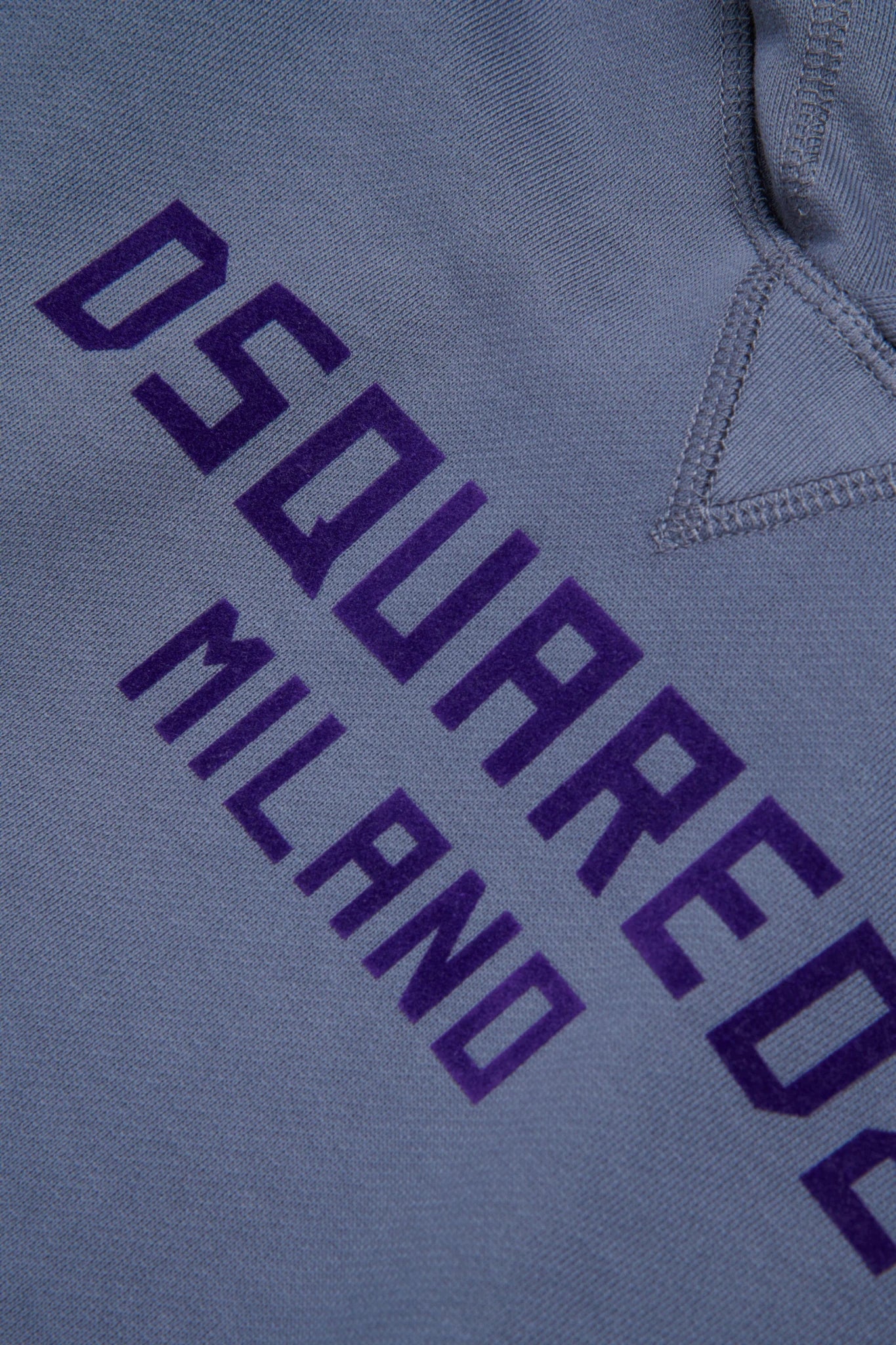 FELPA GRIGIA CON CAPPUCCIO E LOGO IN VELLUTO VIOLA DSQUARED2 - Angel Luxury