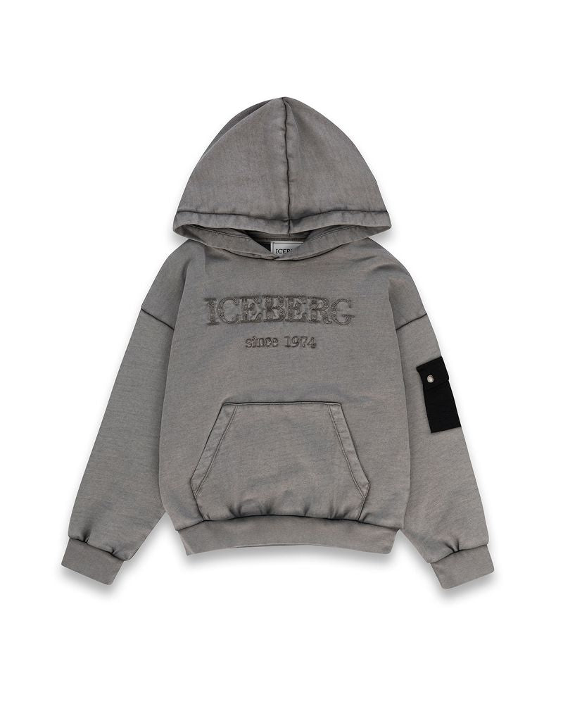 FELPA GRIGIA CON CAPPUCCIO ICEBERG - Angel Luxury