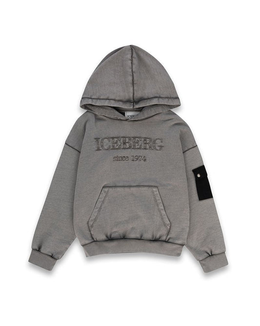 FELPA GRIGIA CON CAPPUCCIO ICEBERG - Angel Luxury