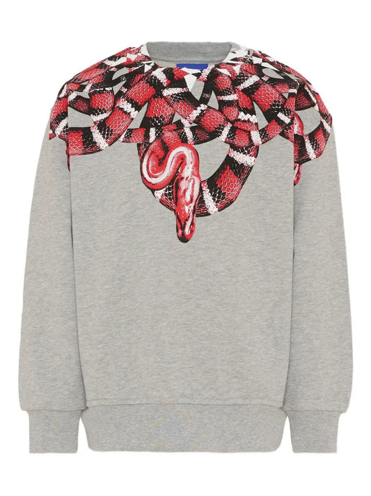FELPA GRIGIA CON STAMPA ROSSA MARCELO BURLON - Angel Luxury
