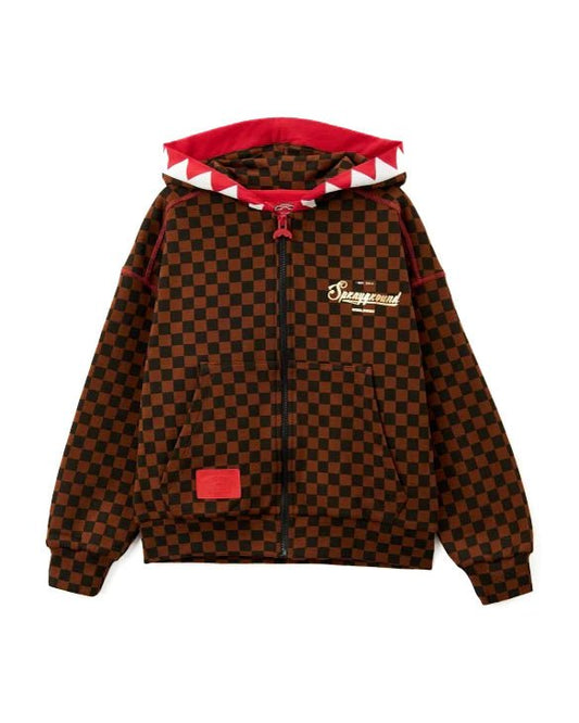 FELPA MARRONE A QUADRI CON ZIP SPRAYGROUND - Angel Luxury