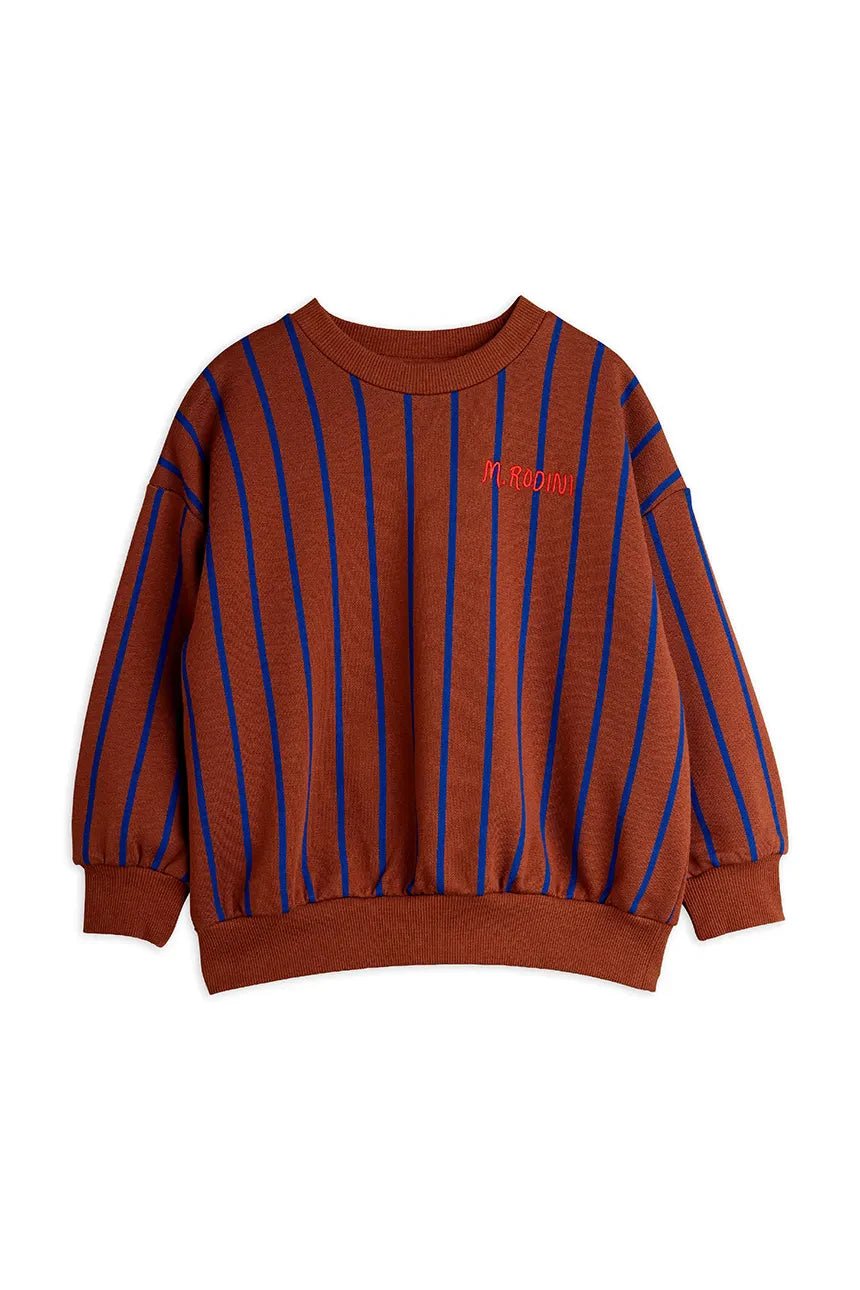 FELPA MARRONE A RIGHE BLU CON LOGO ROSSO MINI RODINI - Angel Luxury