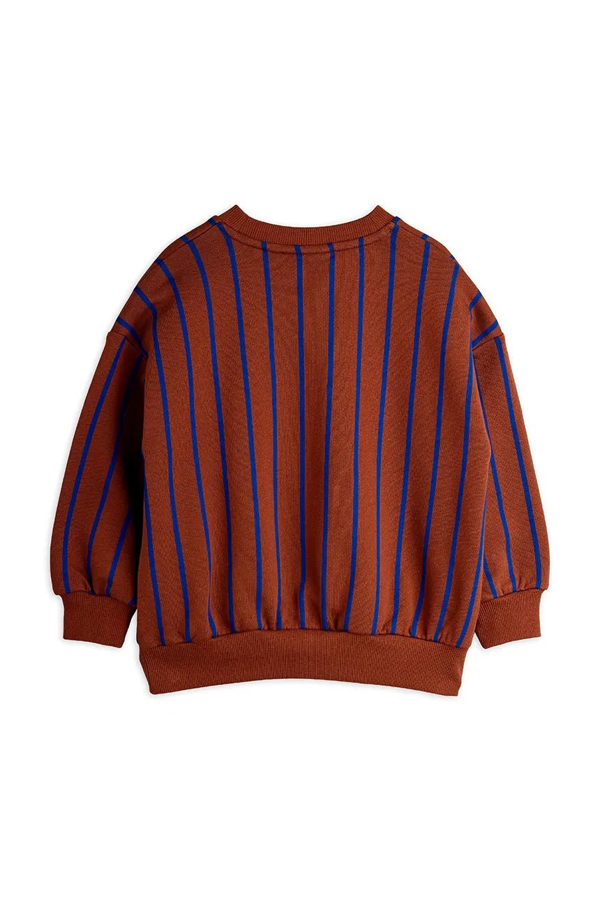 FELPA MARRONE A RIGHE BLU CON LOGO ROSSO MINI RODINI - Angel Luxury