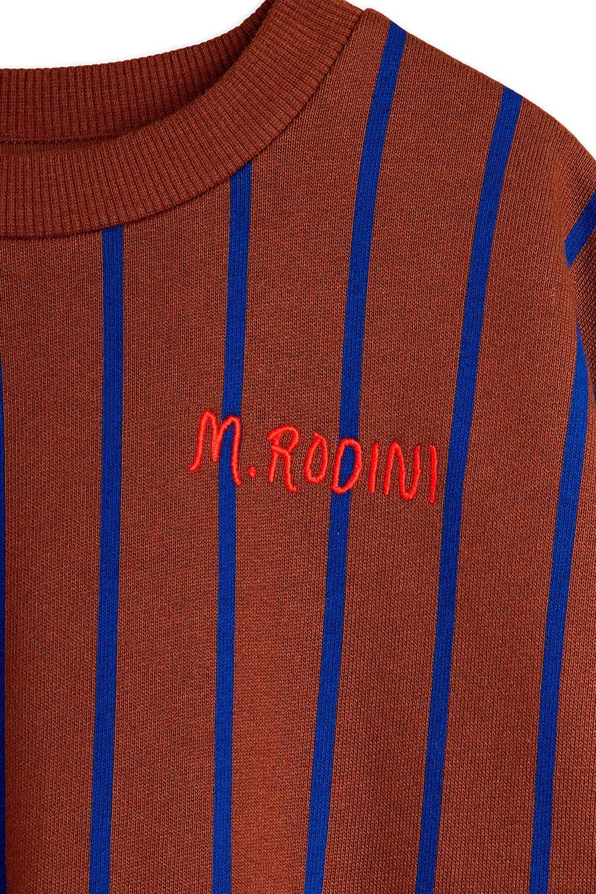 FELPA MARRONE A RIGHE BLU CON LOGO ROSSO MINI RODINI - Angel Luxury