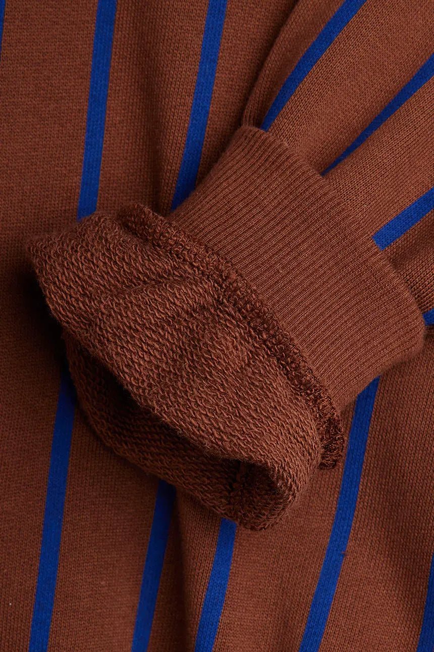 FELPA MARRONE A RIGHE BLU CON LOGO ROSSO MINI RODINI - Angel Luxury