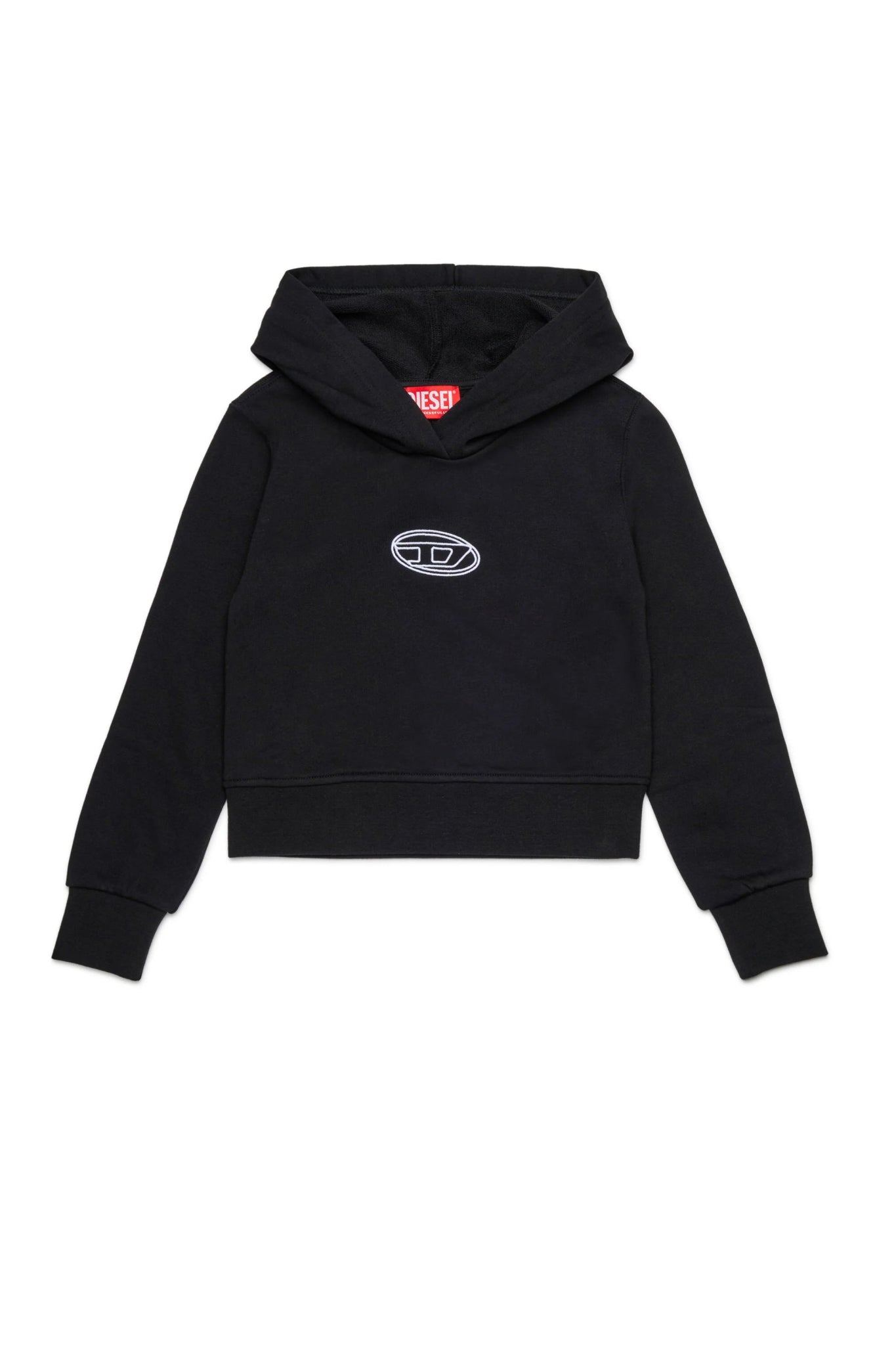 FELPA NERA CON CAPPUCCIO CON LOGO BIANCO DIESEL - Angel Luxury