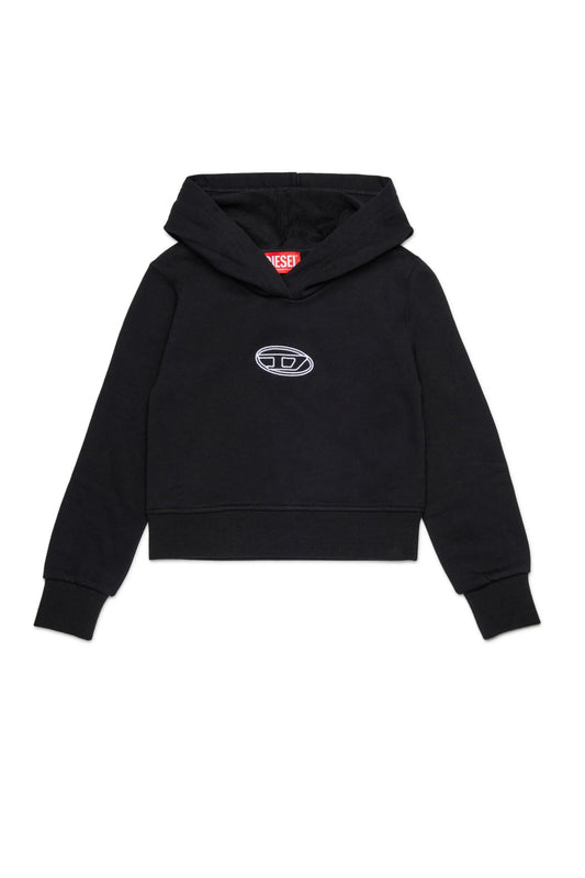 FELPA NERA CON CAPPUCCIO CON LOGO BIANCO DIESEL - Angel Luxury