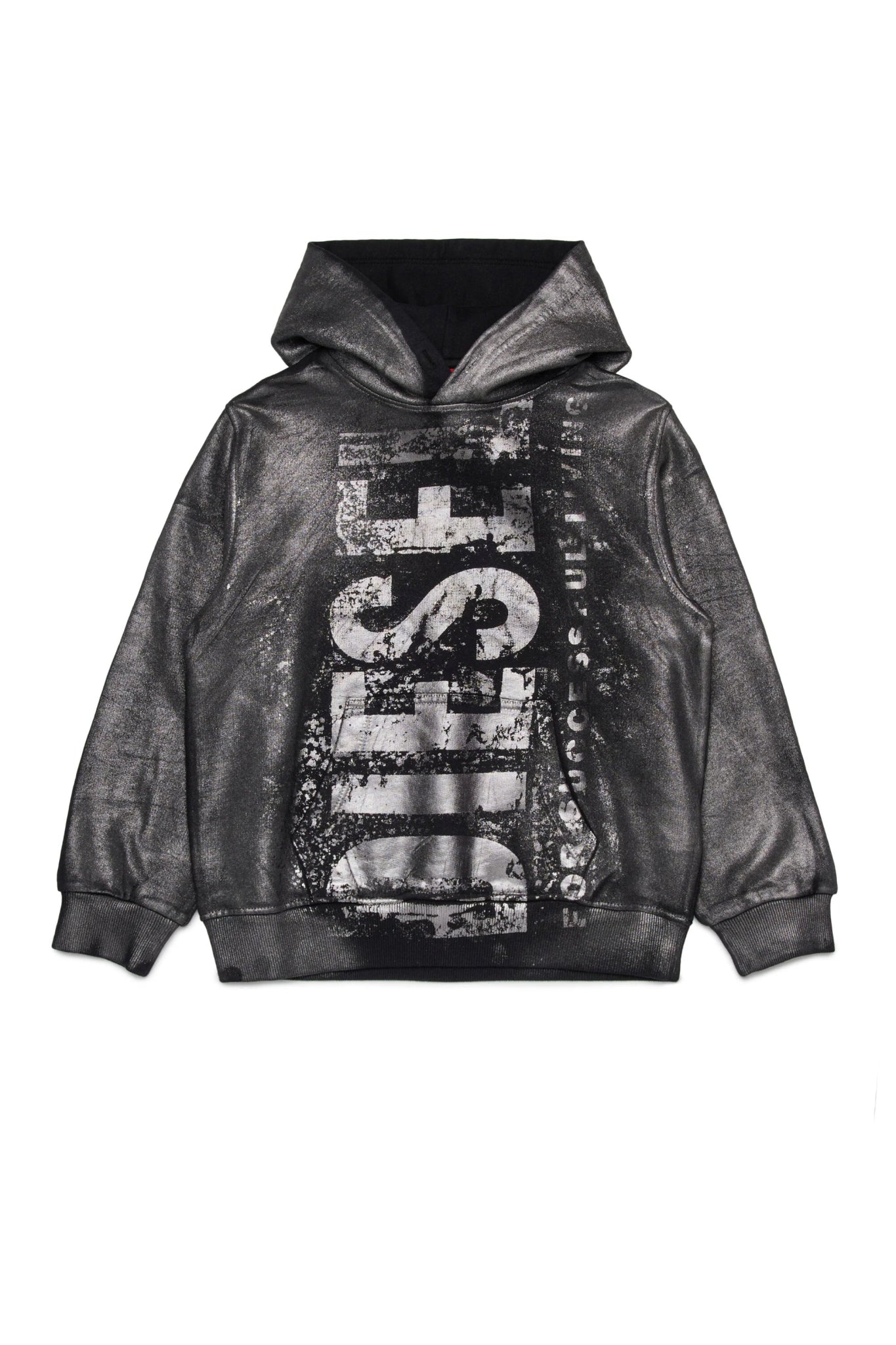FELPA NERA CON CAPPUCCIO CON LOGO MAXI DIESEL - Angel Luxury