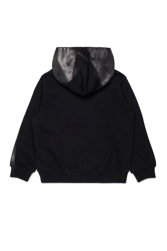 FELPA NERA CON CAPPUCCIO CON LOGO MAXI DIESEL - Angel Luxury
