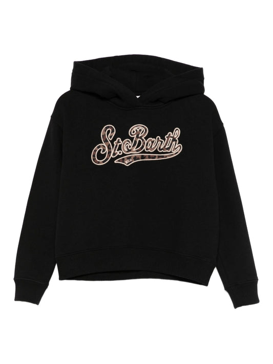 FELPA NERA CON CAPPUCCIO E LOGO MACULATO MC2 SAINT BARTH - Angel Luxury