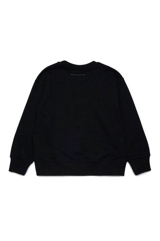 FELPA NERA CON LOGO NUMERICO BIANCO MAISON MARGIELA - Angel Luxury